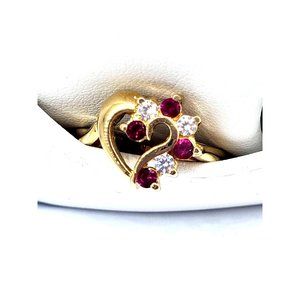 14K REAL GOLD  Women's Ring Heart CZ size 7